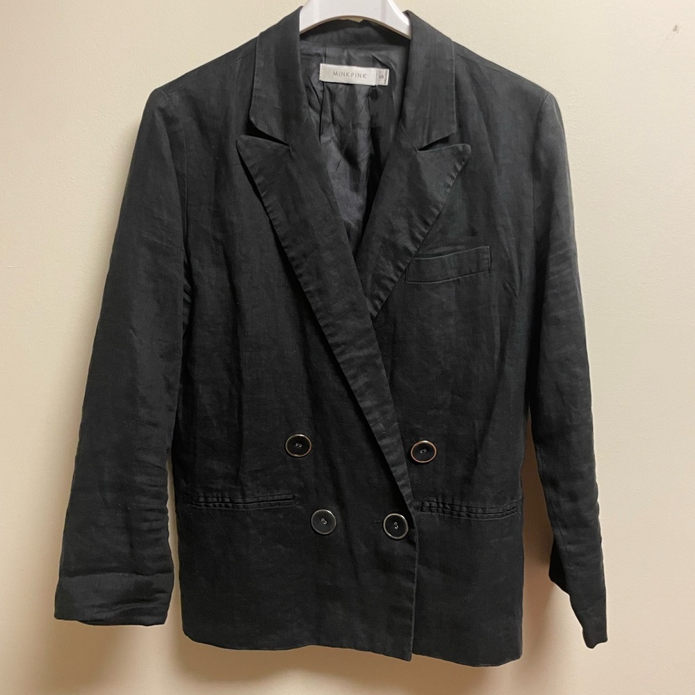 Mink Pink Black Linen Blazer, size small